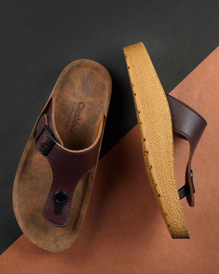 Cushiva Men Slippers(Brown , 8)