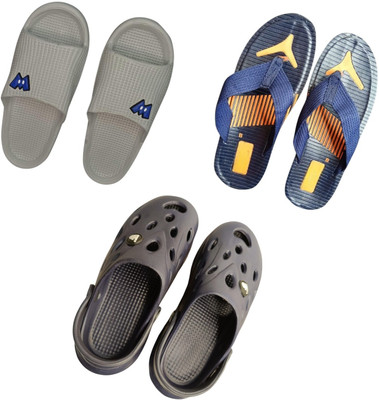 BLIBBERS Men Slippers(Grey, Blue, Black , 6)