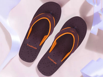 TREATTOES Women Ortho Care Diabetic Orthopaedic Comfort Dr Slippers and Flipflops for Women's Flip Flops(Orange , 5)