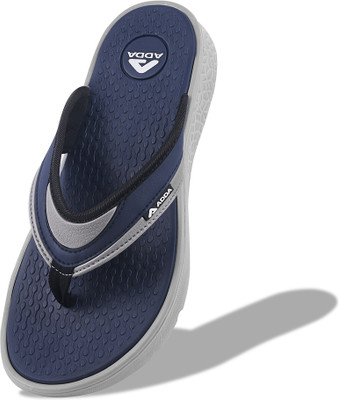 Adda Men Flip Flops(Navy, Grey , 8)
