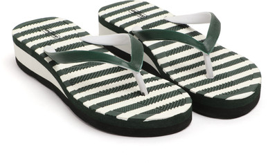 Dewon Women Slippers(Green, White , 8)