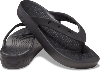 CROCS Women Womens Black Classic Platform Flip Flops(Black , 8)