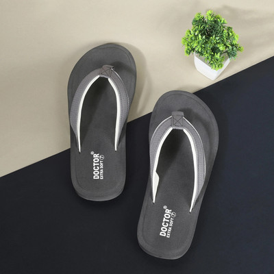 DOCTOR EXTRA SOFT Men Orthopedic Diabetic Non-Slip Lightweight Durable Cushion D-34 Flip Flops(Grey , 12)