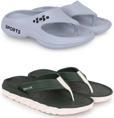 Pampy Angel Men Slippers(Grey, Green , 10)