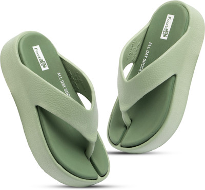Footup Women Slippers(Green , 6)