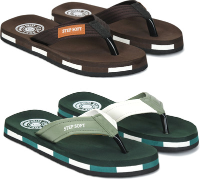 Stepsoft Men Slippers(Brown, Green , 10)