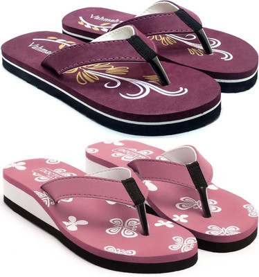 VAHMAH Women Slippers(Maroon, Pink , 7)