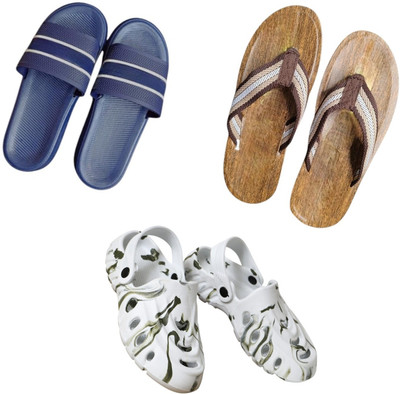 BLIBBERS Men Slippers(Blue, Brown, White , 6)