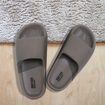 DOCTOR EXTRA SOFT Men Men's Classic Ultra Soft Sliders/Slippers with Cushion FootBed for Adult D-504 Slides(Brown , 10)