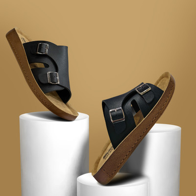 BRUTON Men Slides(Black , 10)