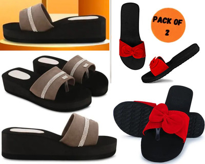 VAISNNAVIHUBB Women Slippers(Black , 5)