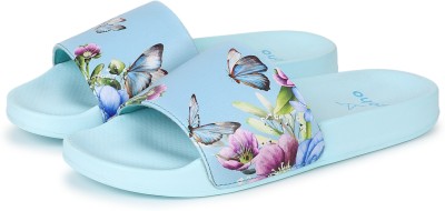 yoho Women Tropica Printed Comfortable Women Slides Stylish & Waterproof | Ladies Slippers Slides(Blue , 5)