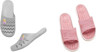 Belgium Beauty Women Flip Flops(Pink, Grey , 4)