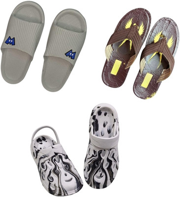 BLIBBERS Men Slippers(Grey, Brown, Off White , 9)