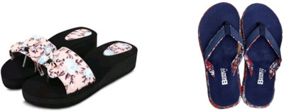 BOOMBEAUTY Women Flip Flops(Multicolor , 6)