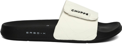 Chupps Men Flow White/Black Men's Comfortable Slides & Flip Flop Slides(White , 10)