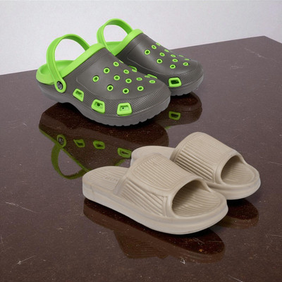 Acorn Men Slides(Green, Beige , 10)