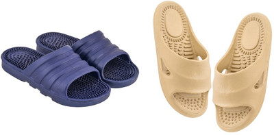 SoleSaga Men Slippers(Blue, Beige , 10)