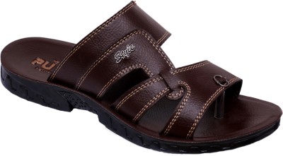 PU-SPM Men Flip Flops(Brown , 9)