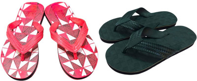 Mikro Men Slippers(Red, Green , 5)
