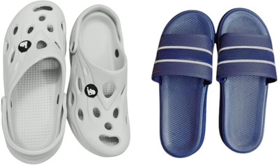 BLIBBERS Men Slides(Off White, Blue , 7)