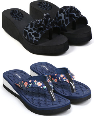 HOC Women Slippers(Blue , 6)