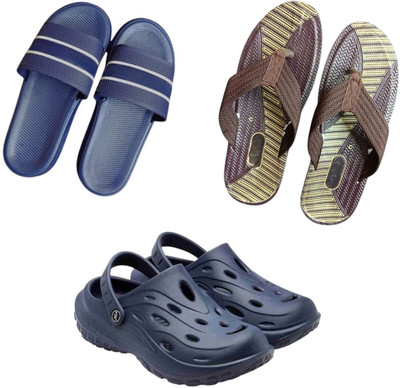 BLIBBERS Men Slippers(Blue, Brown, Navy , 9)