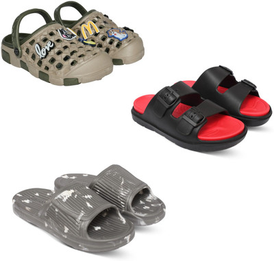 Acorn Men Slides(Brown, Red, Grey , 9)