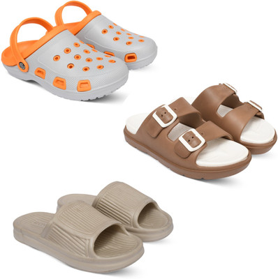 Acorn Men Slides(Orange, Tan, Beige , 7)