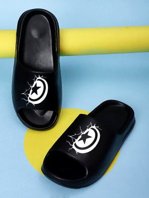 Fuliva Men Slides(Black , 9)