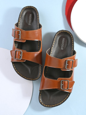 PROVOGUE Men PR20039 Lightweight Comfort Summer Trendy Premium Stylish Slides(Tan , 6)