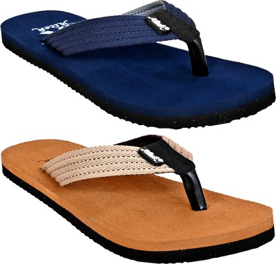 Altek Men Flip Flops(Tan, Navy , 10)