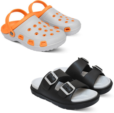 Acorn Men Slides(Orange, Grey , 10)