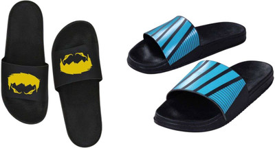 nvisan Men Slides(Blue, Yellow, Black , 7)