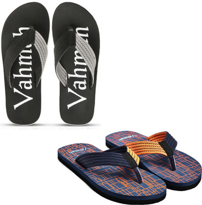 VAHMAH Men Slippers(Black, Navy , 6)