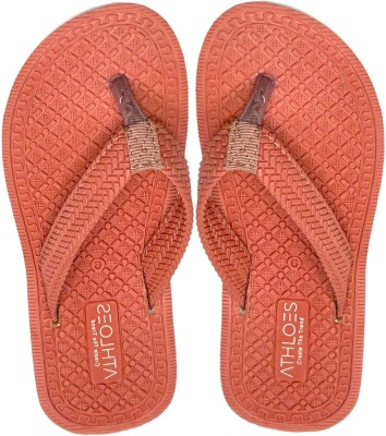 ATHLOES Women Flip Flops(Orange , 6)