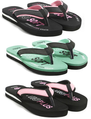 zebio Women Womens Soft Ortho Slippers | Daily Use Anti-Skid Ladies Flip Flops Slippers(Black, Pink, Green, Black, Black, Pink , 8)