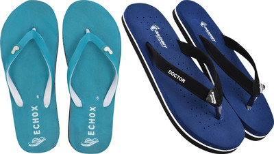 DASHNY Women Flip Flops(Navy, Blue , 6)