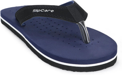 SLIPCARE Men Men's House Slippers Ortho Care Diabetic Orthopaedic Comfort Dr Flipflops Slides Flip Flops(Navy, Blue , 8)