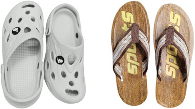 BLIBBERS Men Slippers(Off White, Brown , 7)