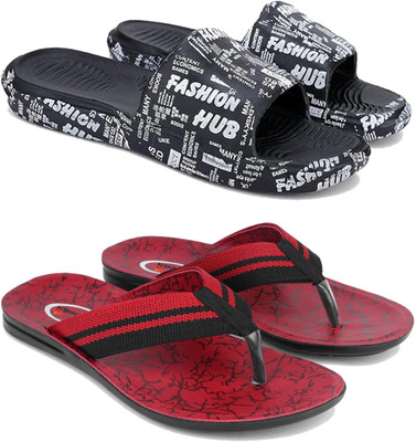 Pennen Men Flip Flops(Red , 9)