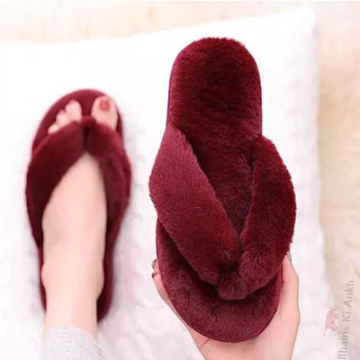 Bhains Ki Ankh Women Flip Flops(Maroon , 4)