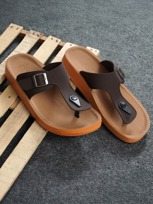 Shozie Women Flip Flops(Brown , 6)