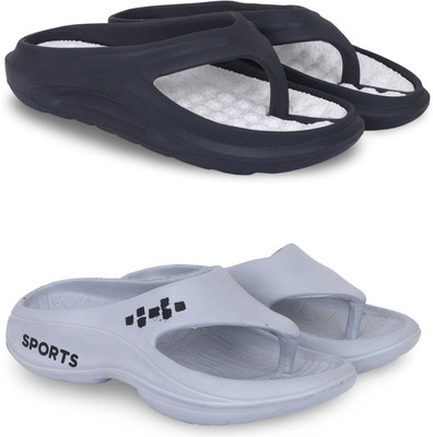 Pampy Angel Men Slippers(Black, Grey , 7)