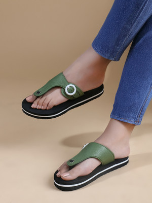 TWO SOFT Women Slippers(Green , 4)