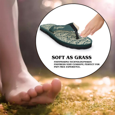 BIZLER Women Soft Ortho Slippers | Lightweight, Non-Slip & Stylish Daily Wear Slippers(Green , 7)