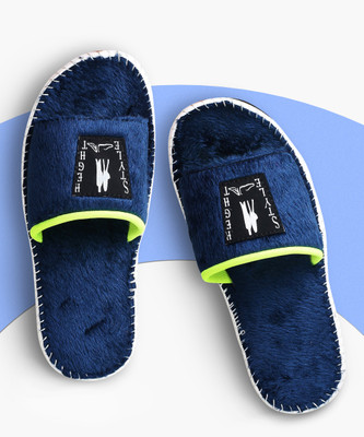 STYLE HEIGHT Men Slides(Blue , 8)