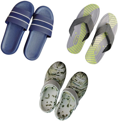 BLIBBERS Men Slippers(Blue, Grey, Multicolor , 7)