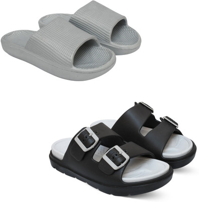 Acorn Men Slides(Silver, Black , 7)