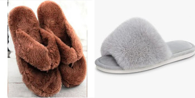 rexizone Women Slides(Grey, Brown , 5)